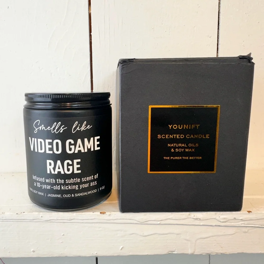 NEW Candle Smells Like Video Game Rage Black Jasmine Soy Wax Oud Sandlewood Box - Picture 6 of 6